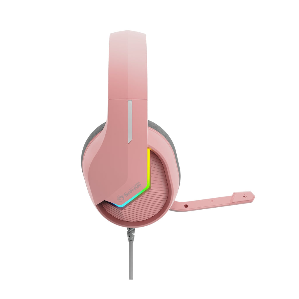 Marvo Scorpion H8618 Tactic 40 USB 2.0 Wired Gaming RGB Headset (Pink)