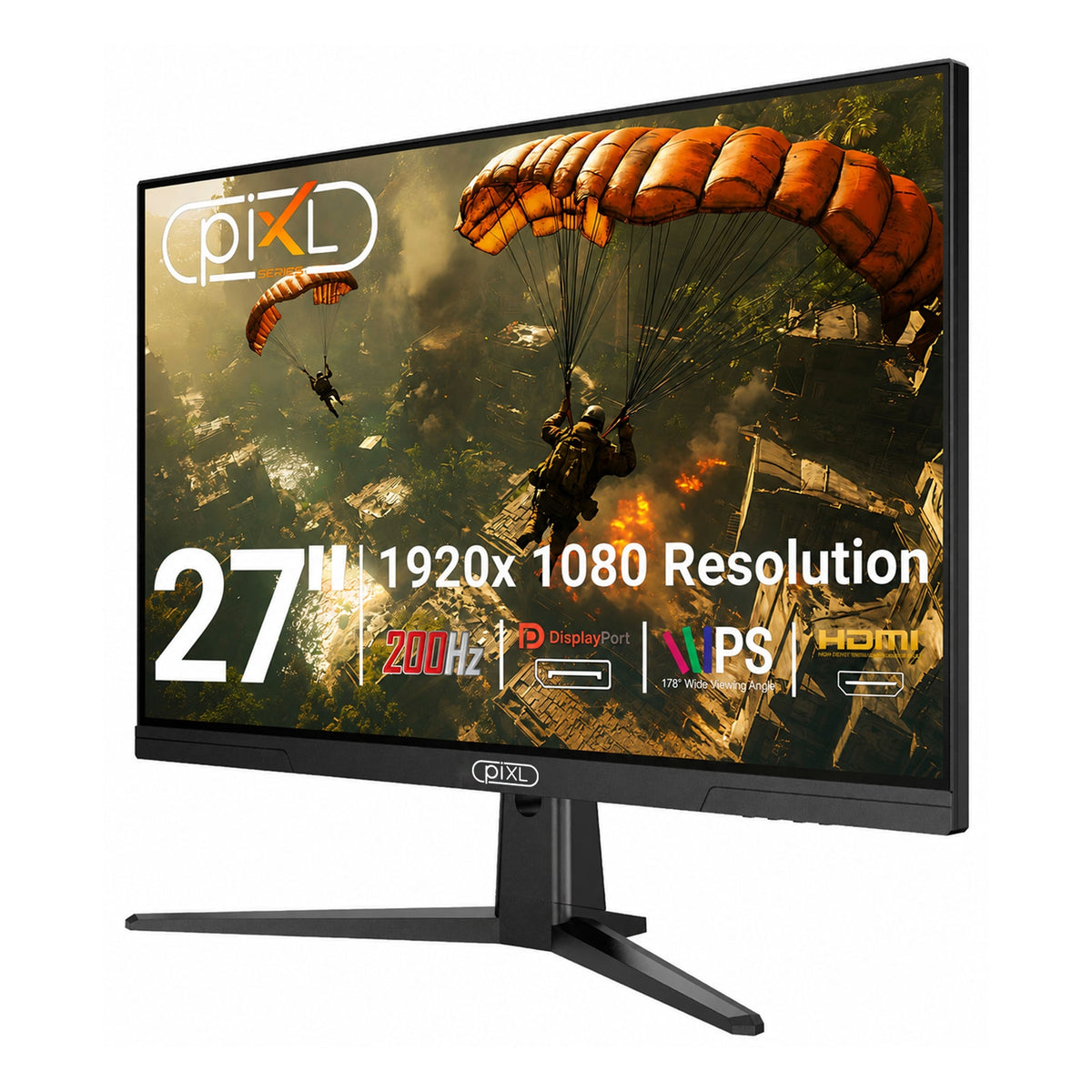 piXL X-Series GS27IDPHA 27 Inch Full HD IPS Gaming Monitor with 200Hz Refresh Rate, 1920 x 1080 Resolution, 0.5ms Response Time, HDMI 2.0 & DisplayPort 1.4