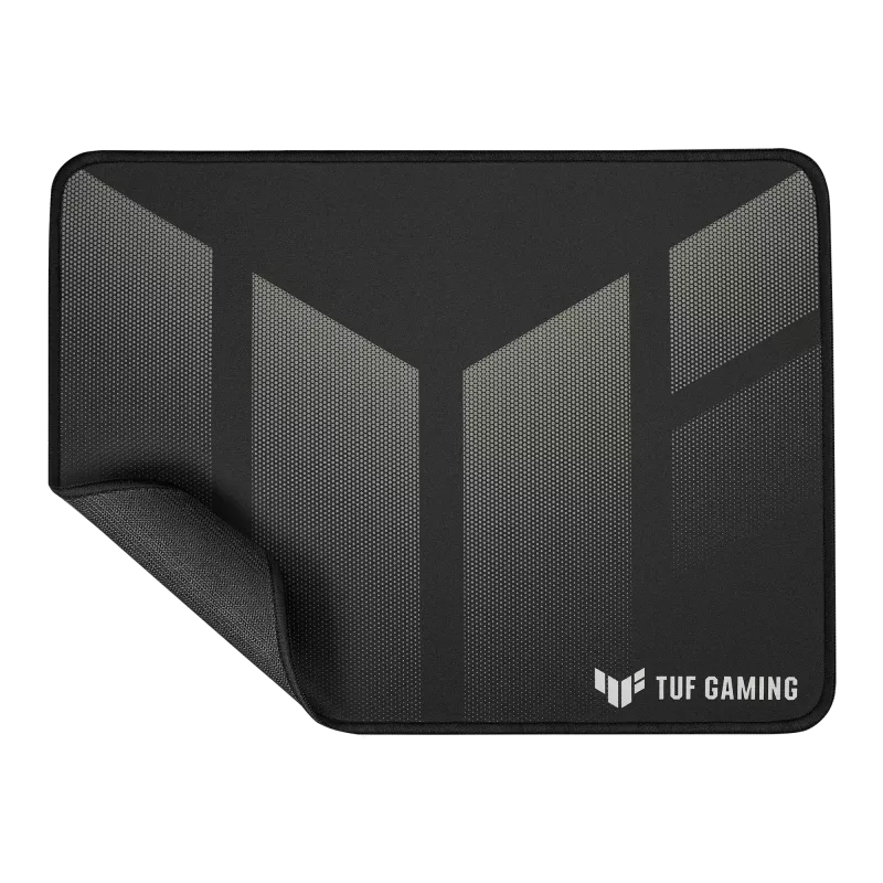 Black gaming mouse pad with TUF Gaming logo on a white background